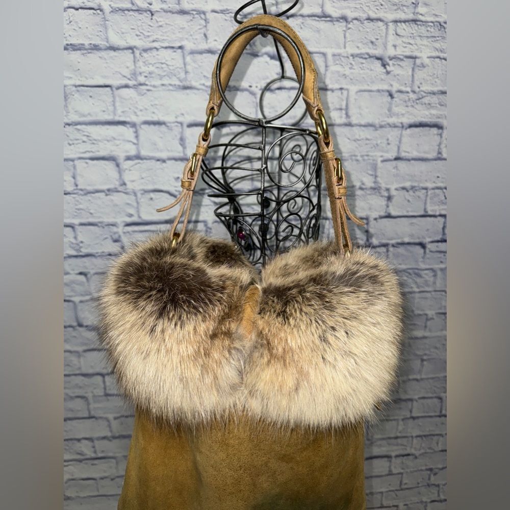 Authentic Prada Real Fox Fur & Suede Shoulder Bag COA In Photos Has Flaws* - Picture 5 of 16